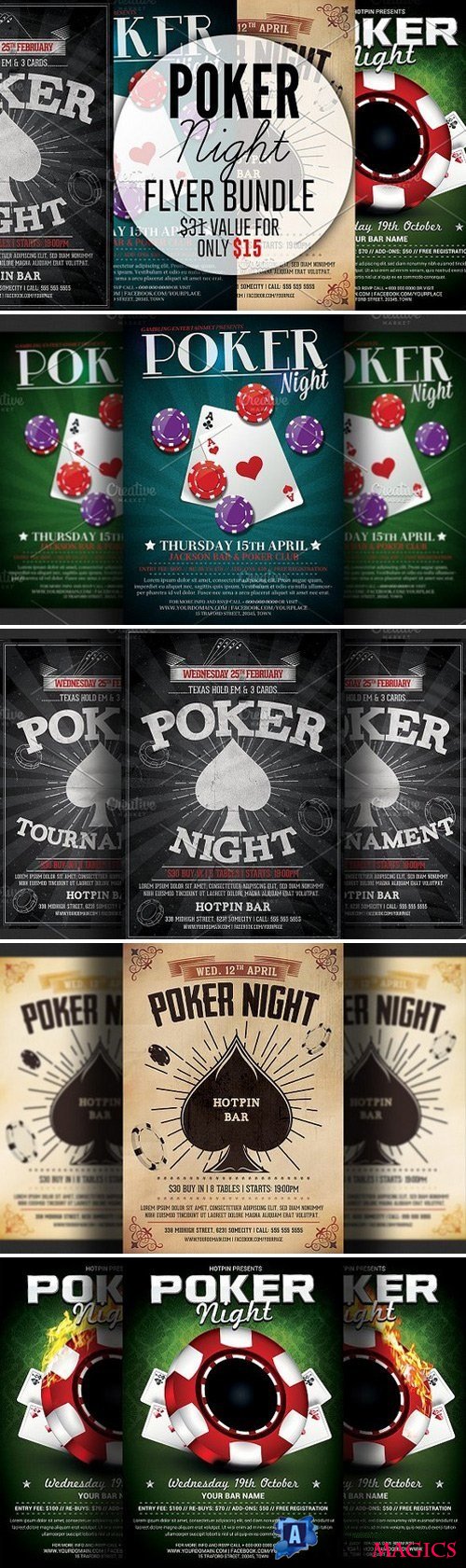 Poker Night Flyer Template Bundle 1793751