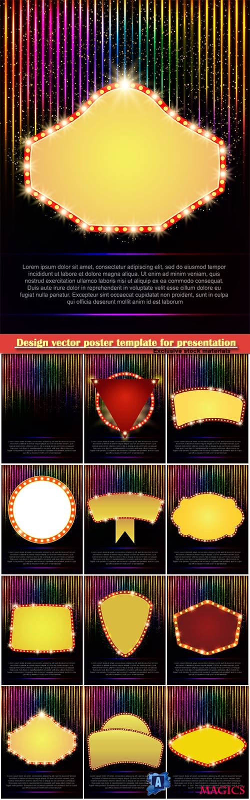 Design vector poster template for presentation, concert, show, retro banner
