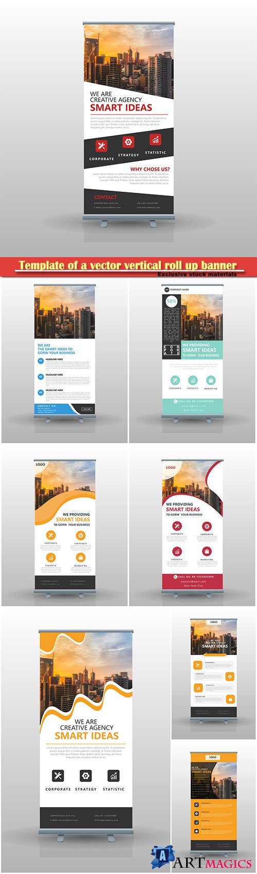 Template of a vector vertical roll up banner for business #4