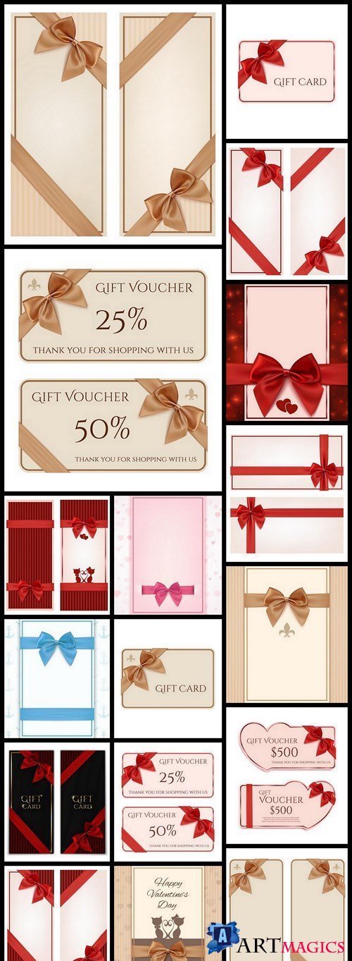 Gift Card With Ribbon - 20 Vector