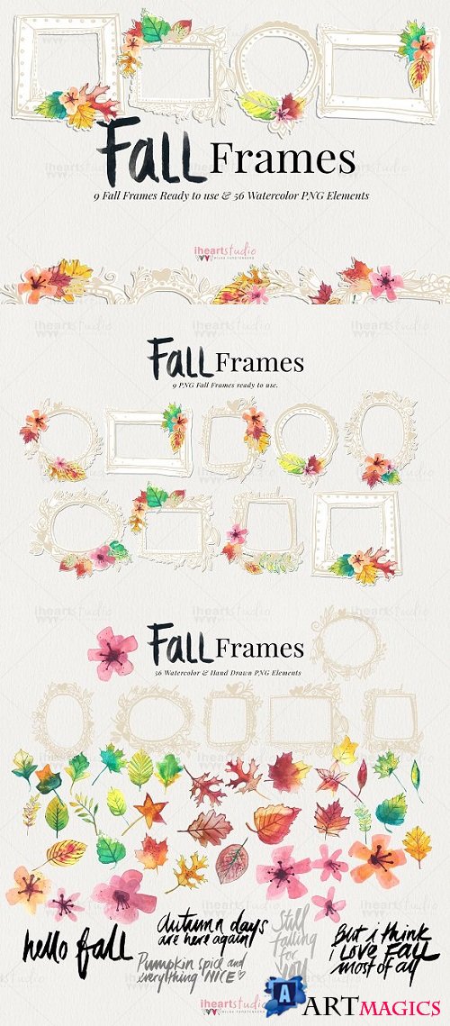 Fall Frames Watercolors - 1863873