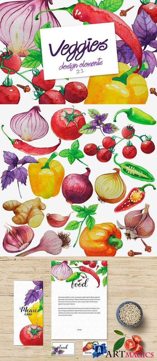 Watercolor Vegetables 1861598