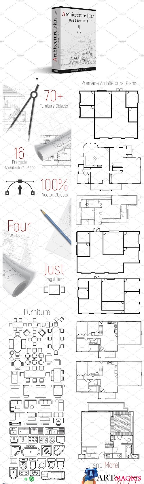 Architecture Floor Plan Builder Kit 1829510