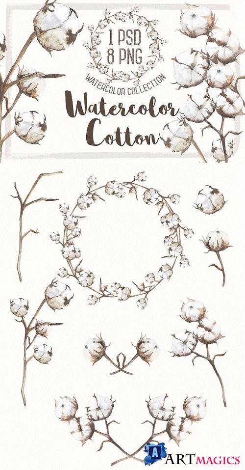 Watercolor flower cotton 270522