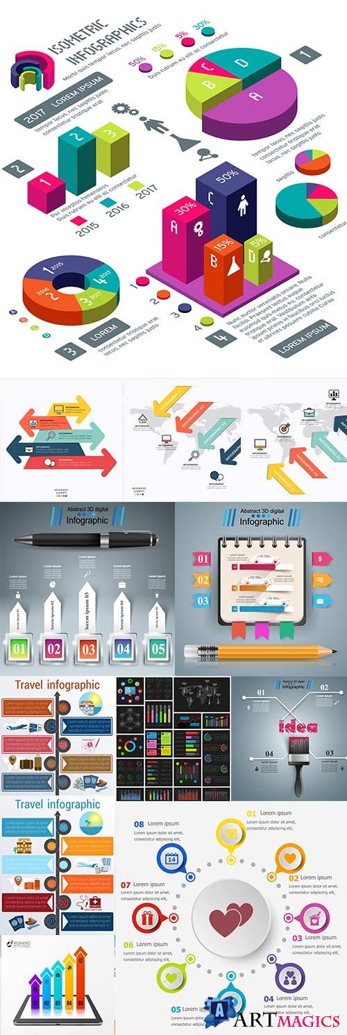 Infographics modern Business elements collection 285