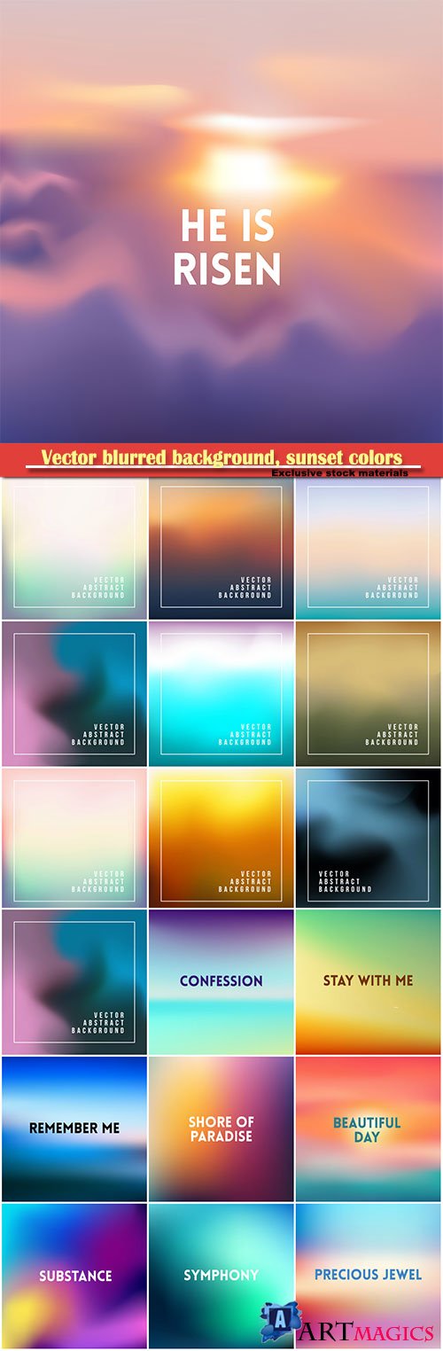 Vector blurred background, sunset colors