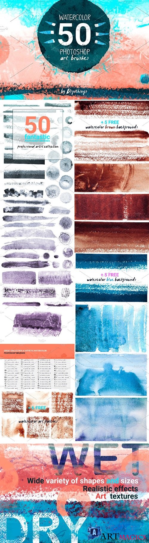 Watercolor art brushes for Photoshop 1834996