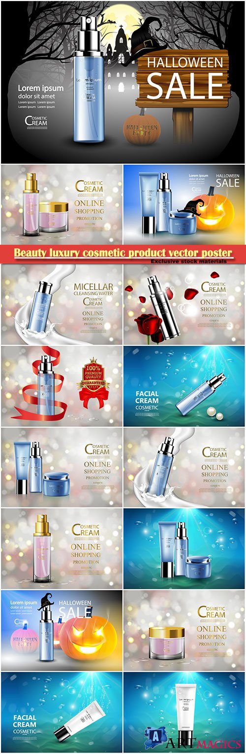 Beauty luxury cosmetic product vector poster