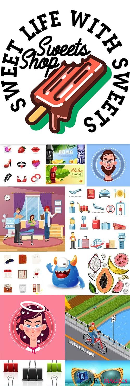Big vector collection of illustrations and elements design 10