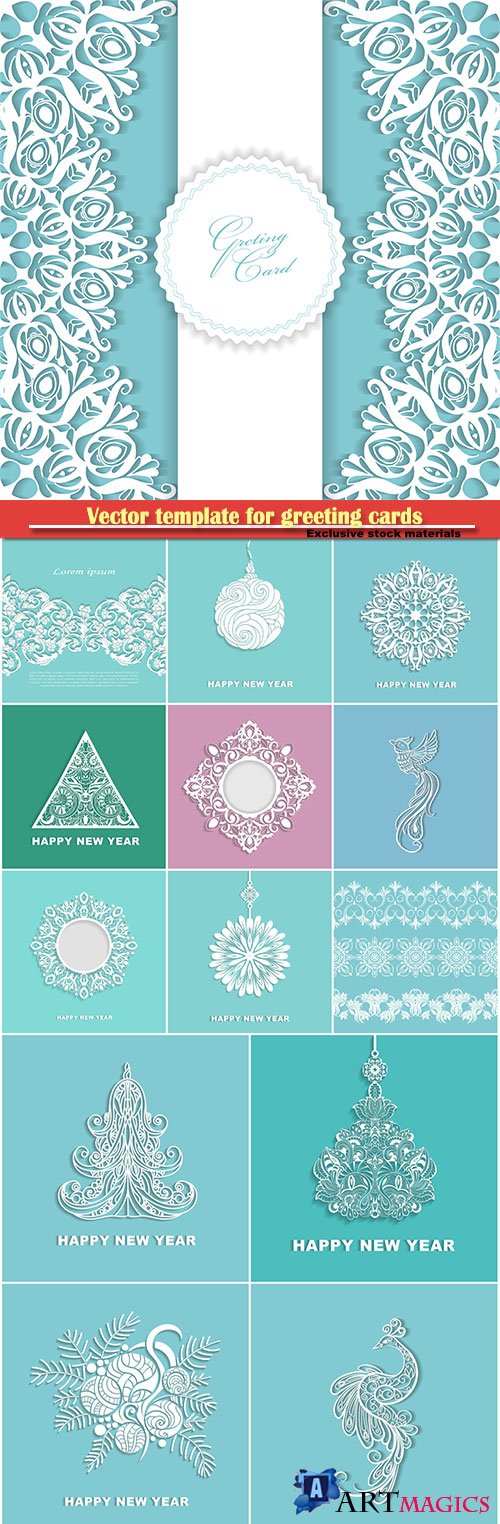 Vector template for greeting cards, invitations, Christmas elements
