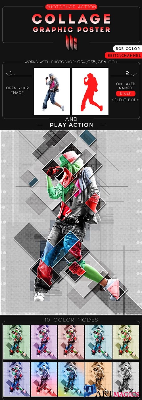 Collage Graphic Poster Photoshop Action 20731326