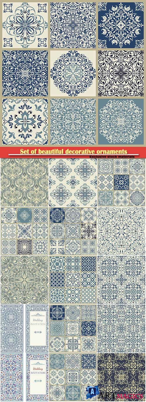 Set of beautiful decorative ornaments and patterns in a vector