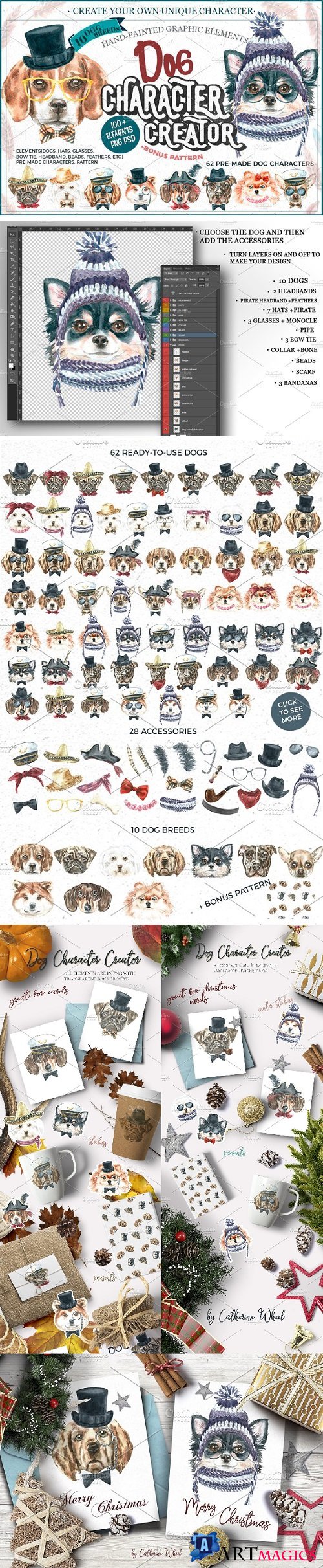 Watercolor Dogs. Animal Clipart 1888575