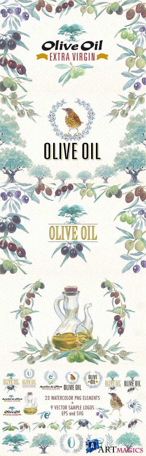 Watercolor olive oil clipart 1919283