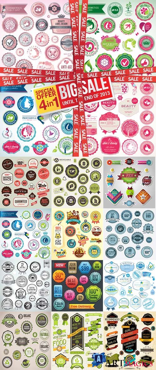 Different Labels & Stickers - 30 Vector