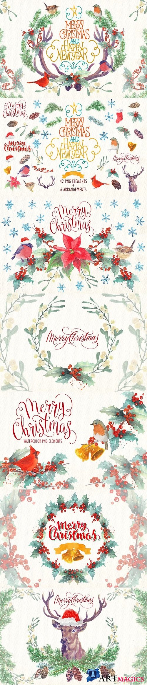 Watercolor christmas png elements 1949984