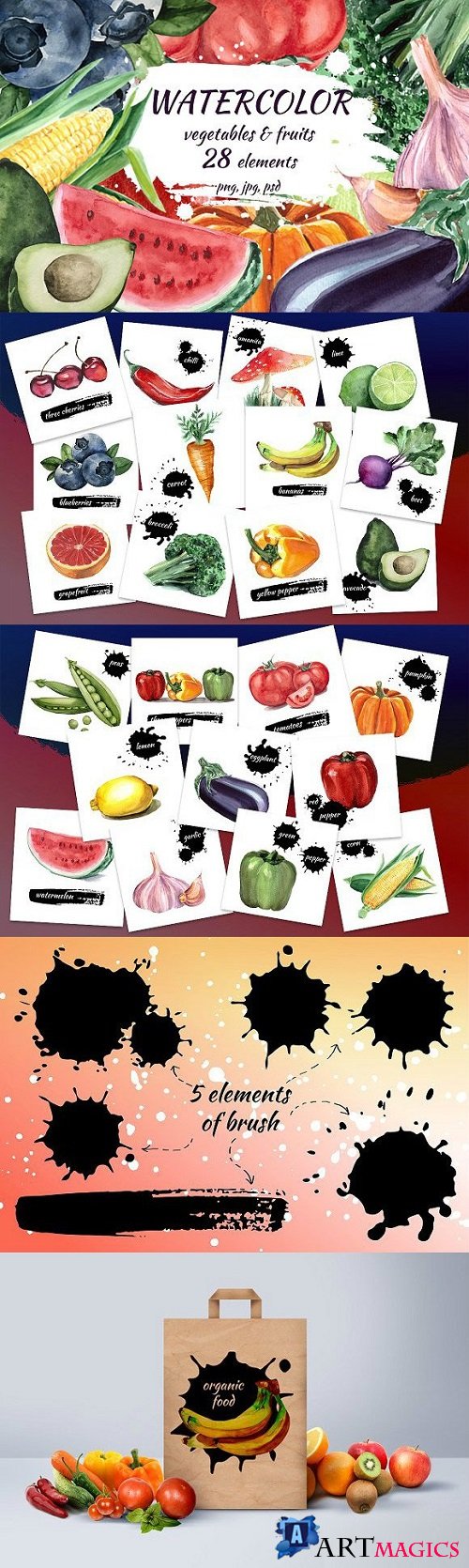 Watercolor vegetables & fruits 1934987