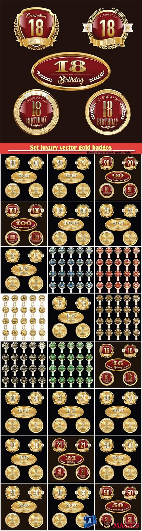 Set luxury vector gold badges