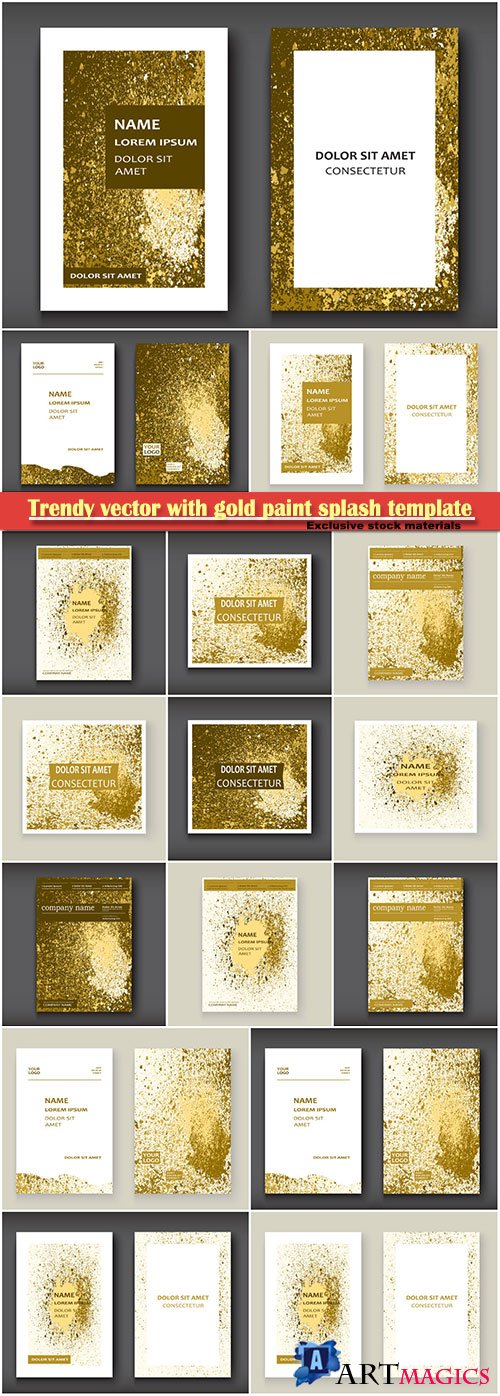 Trendy vector with gold paint splash template for flyer