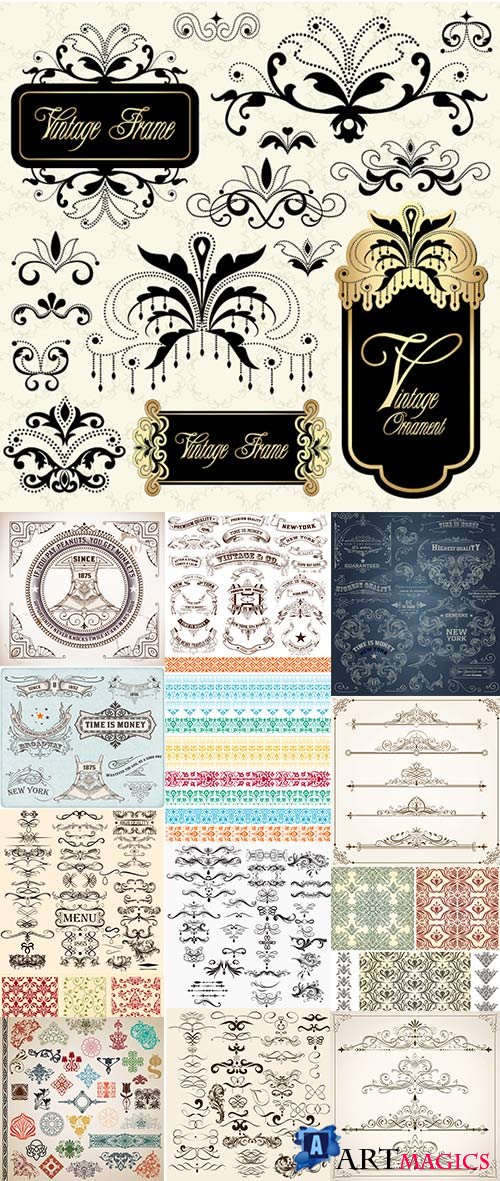 Ornaments and decorations in vintage style
