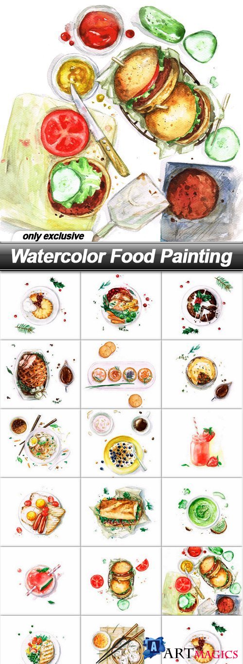 Watercolor Food Painting - 17 UHQ JPEG
