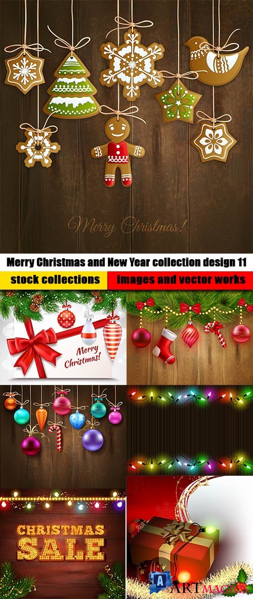 Merry Christmas and New Year collection design 11
