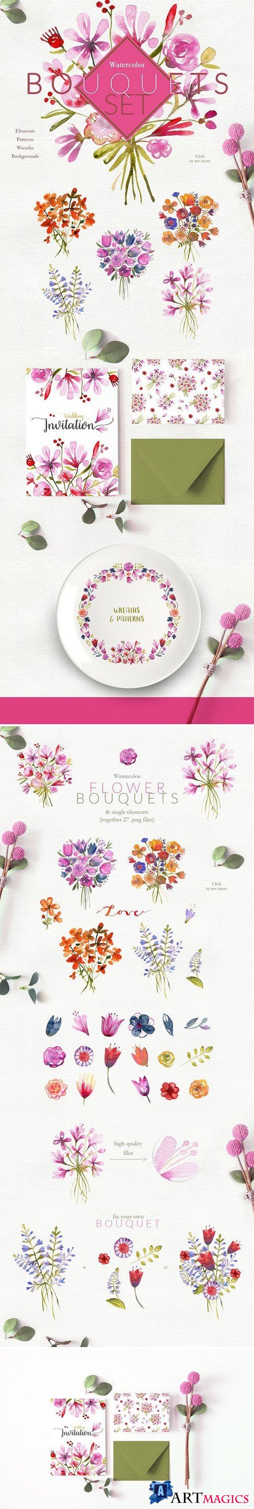 Watercolor Bouquets Set 1943203