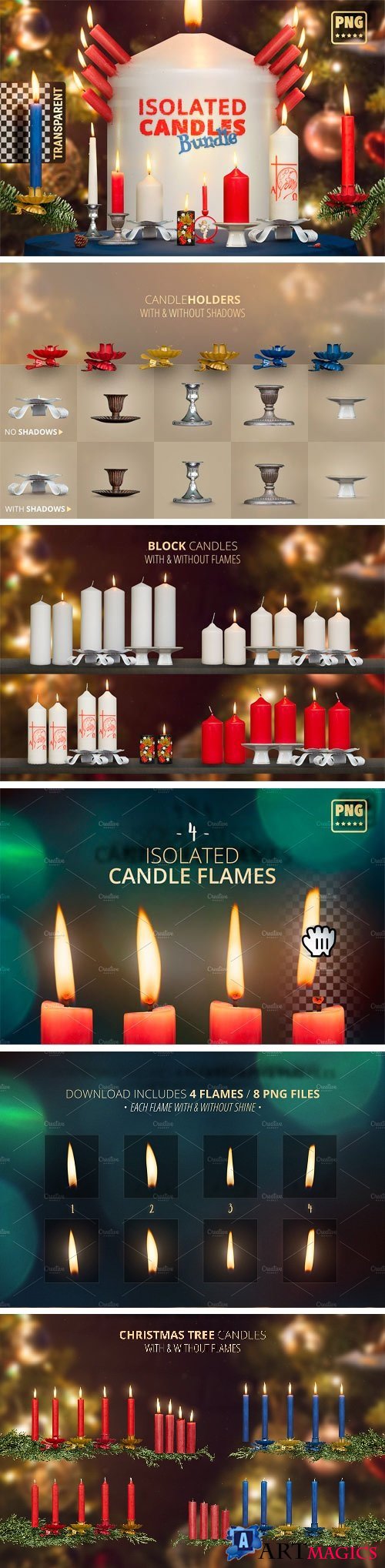 Isolated Candles Bundle with Flames 1989053