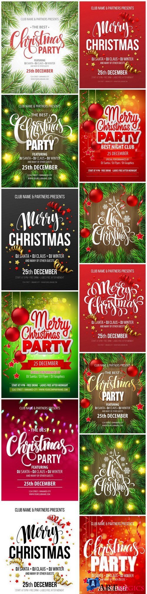 Christmas Party poster design template - 13xEPS Vector Stock
