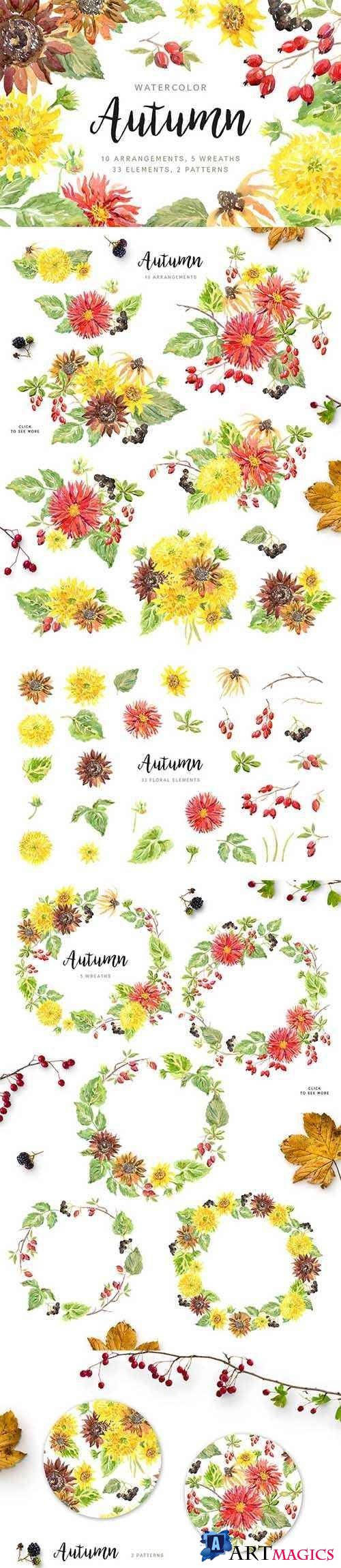 Autumn. Watercolor Floral Collection 1978266
