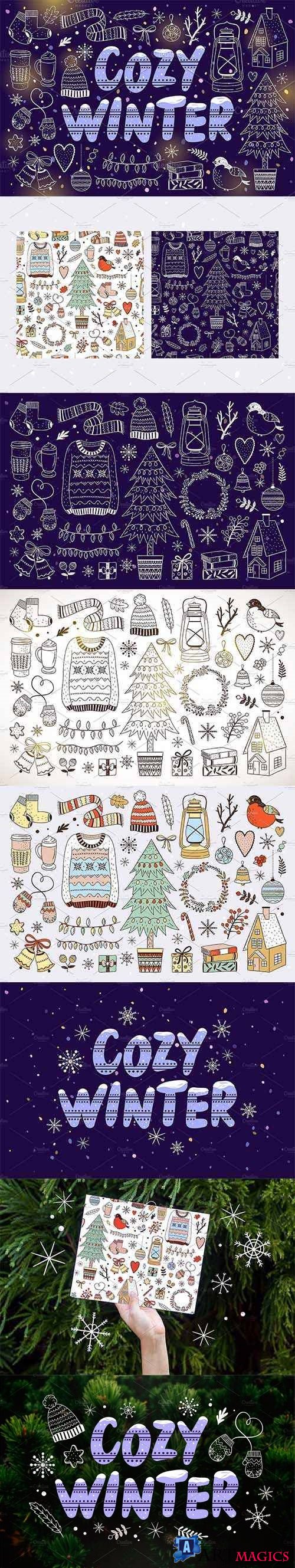 Cozy Winter Illustrations + Patterns - 2008536
