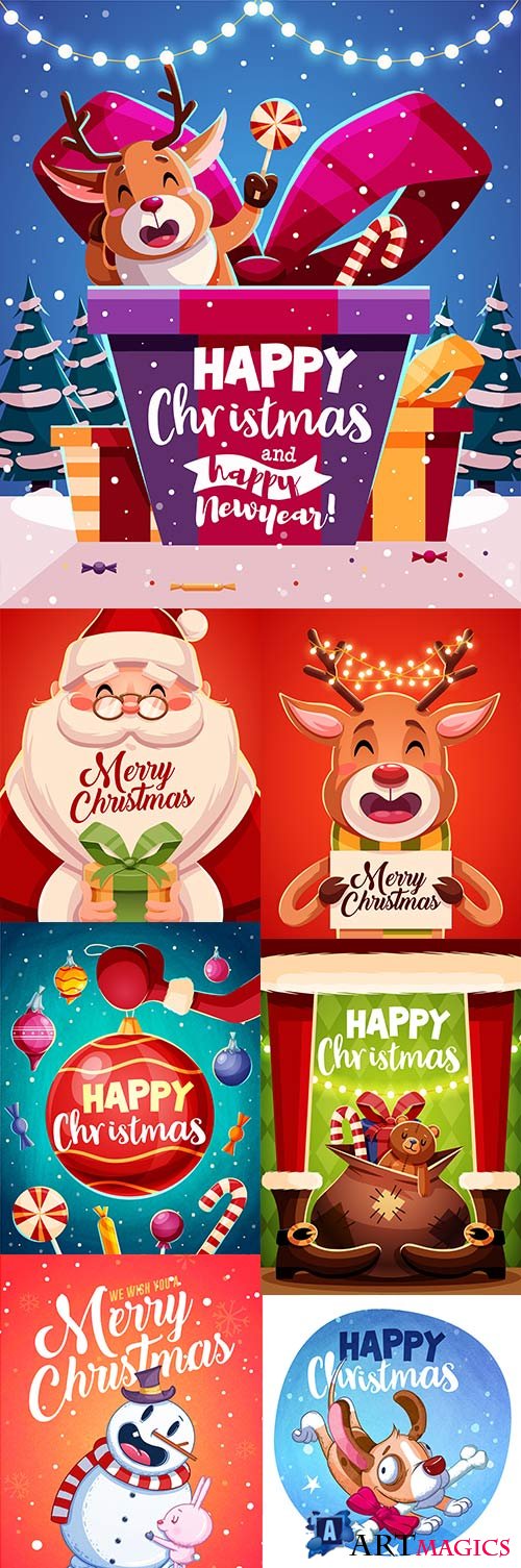 Happy Christmas and New Year design illustration 5
