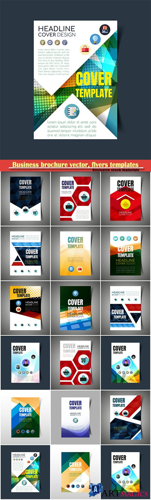 Business brochure vector, flyers templates, report cover design # 81