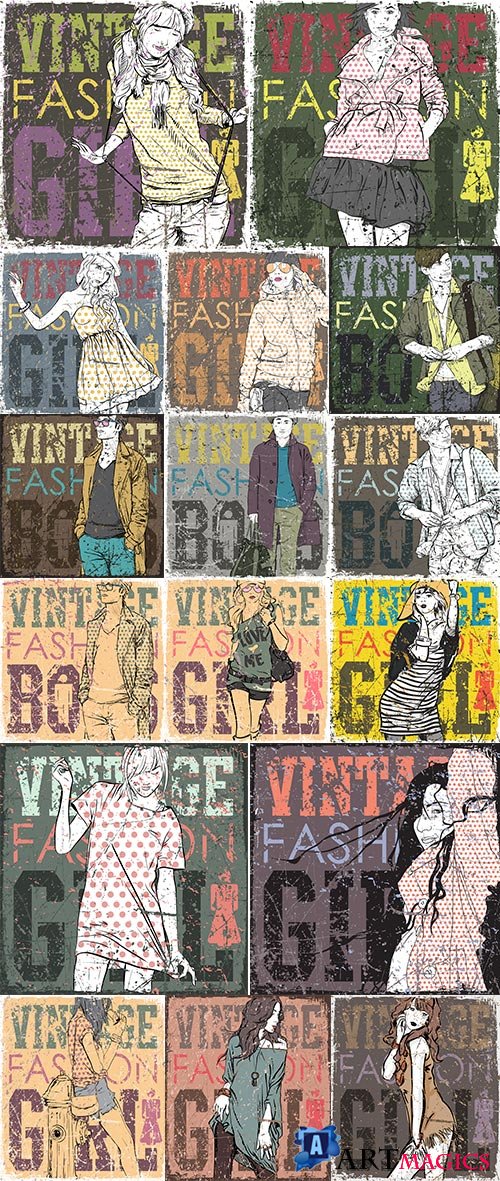 Vintage Fashion Background - 30 Vector