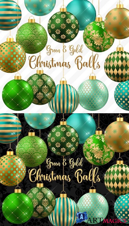 Green and Gold Christmas Balls 2007902