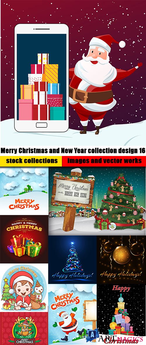 Merry Christmas and New Year collection design 16