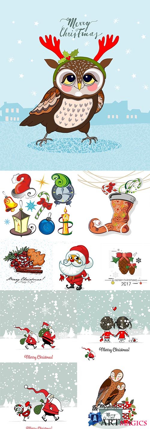 Merry Christmas and New Year collection design 23