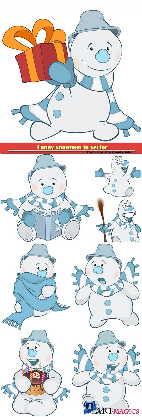 Funny snowman in vector