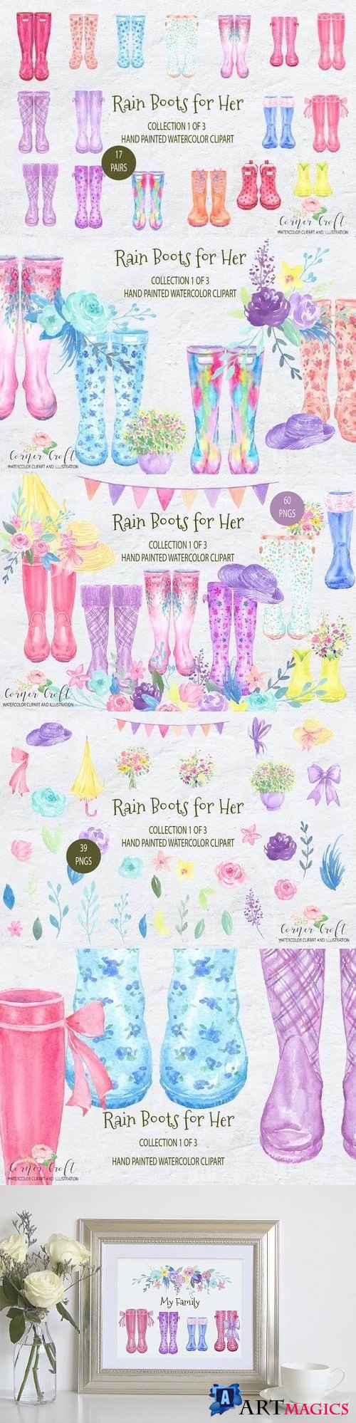 Watercolor Rain Boots for her - 2103988