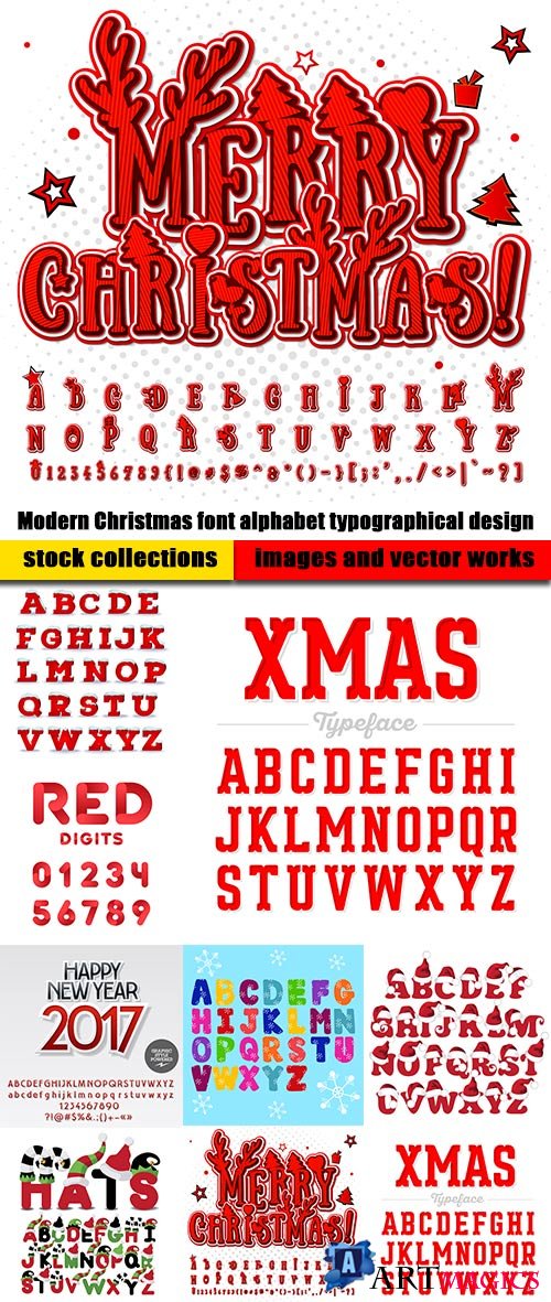 Modern Christmas font alphabet typographical design