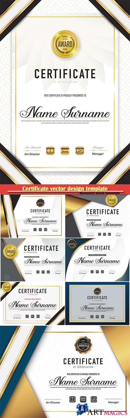 Certificate and vector diploma design template # 51