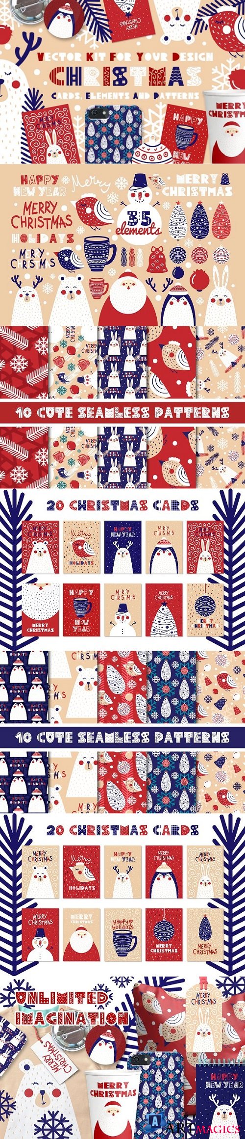 Christmas cards, elements & patterns - 2063768