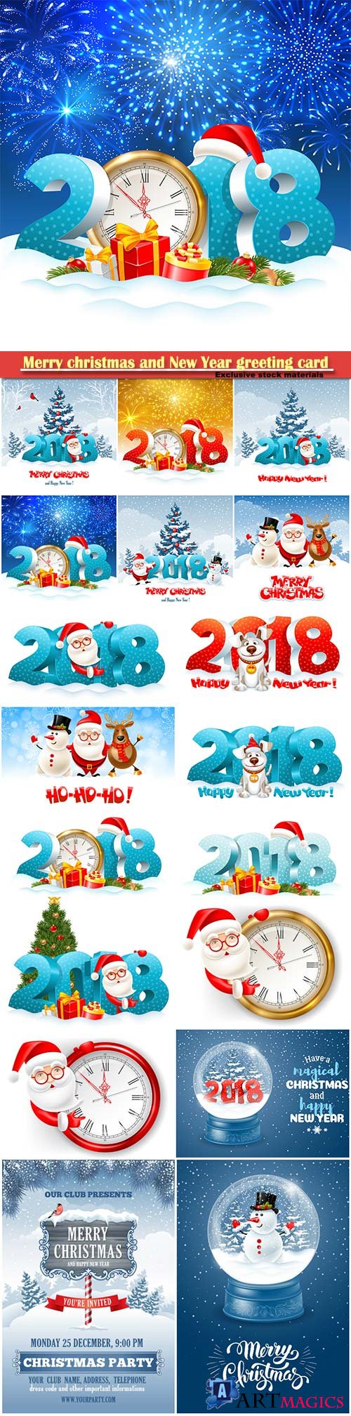 Merry christmas and New Year greeting card vector # 15