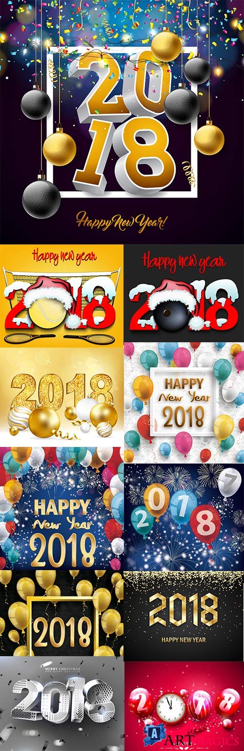 Happy Christmas and New Year holiday 2018 design 2