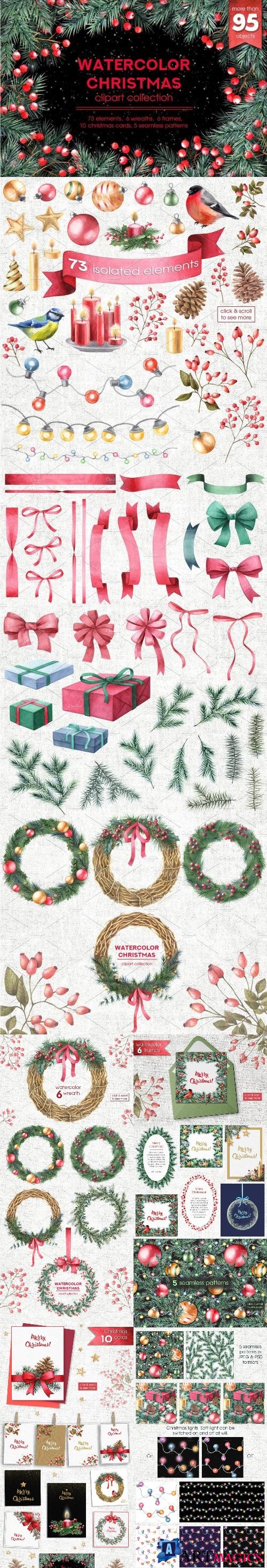 Watercolor Christmas cliparts - 2063867