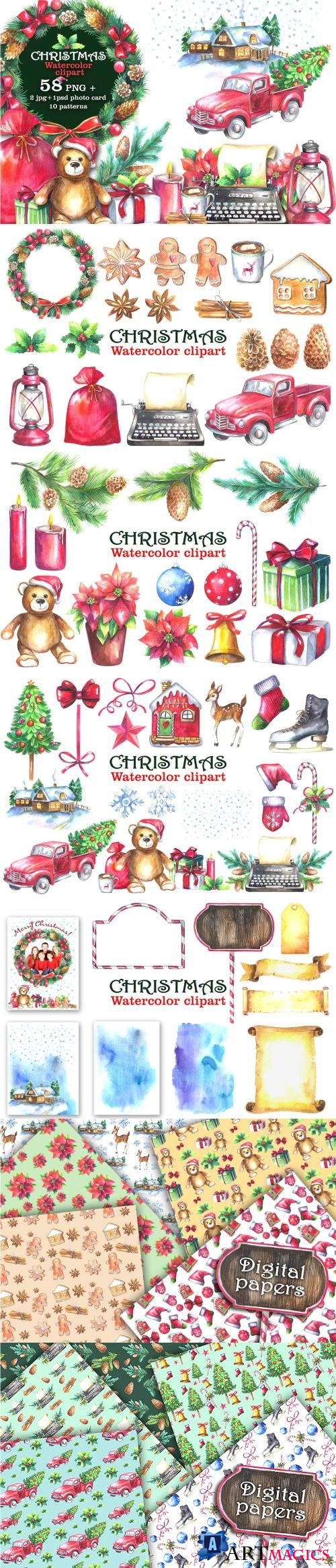 Watercolor Christmas Clipart - 2016923