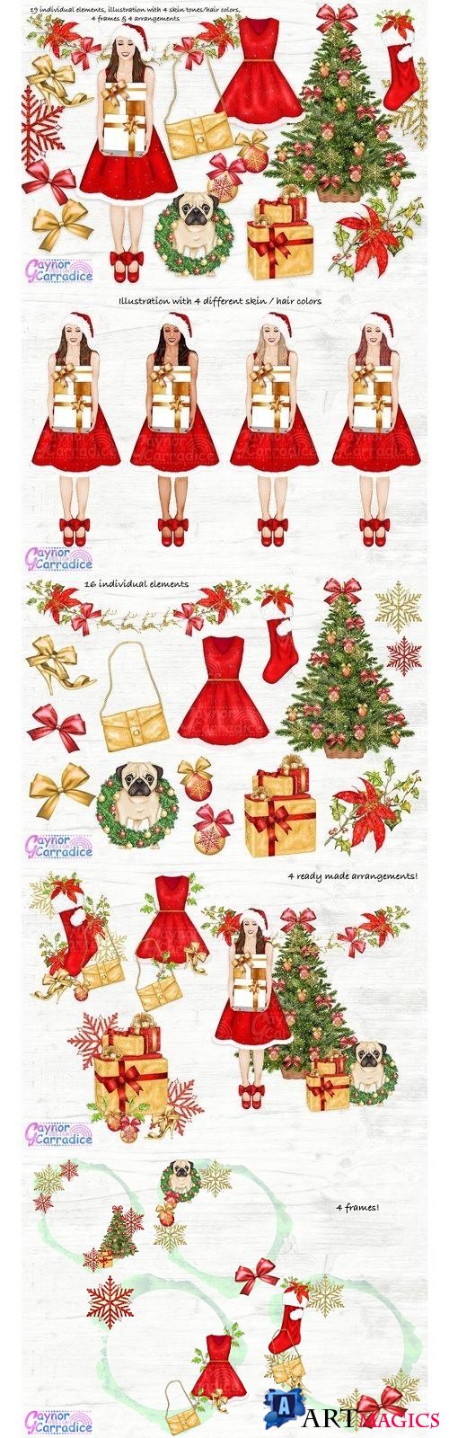 Christmas Fashion Clipart set - 2018380