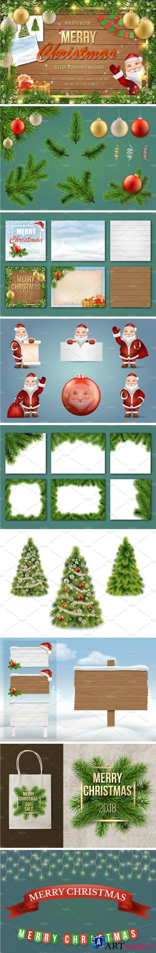 Set for Merry Christmas cards - 2028324