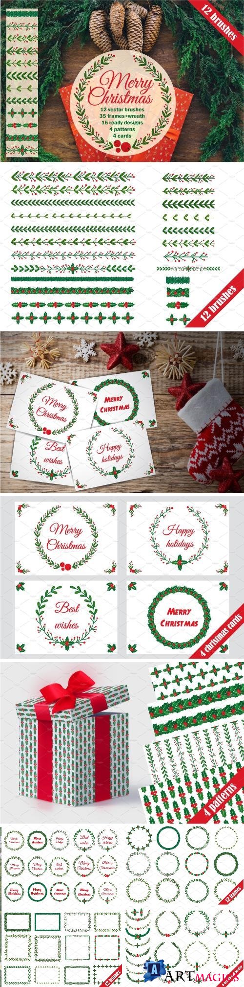 Christmas wreath and brushes - 2046638