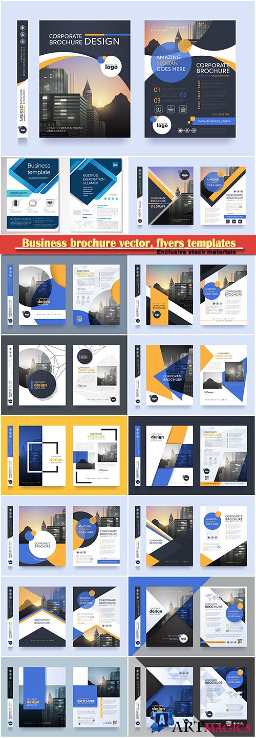 Business brochure vector, flyers templates, report cover design # 100
